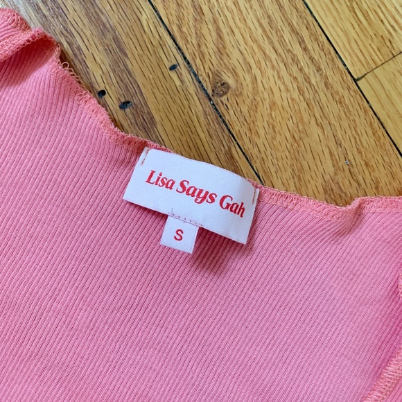 Lisa Says Gah Ribbed Pink Bodysuit | Small - Picture 2 of 2